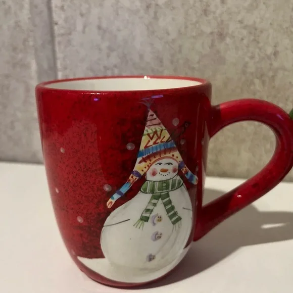 Oneida Sakura Christmas Snowman Red and Green Mug and Bowl Set Great Condition - Picture 4 of 11